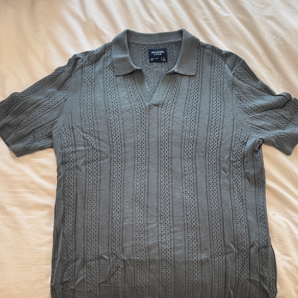 Abercrombie & Fitch Men's Short-Sleeve Knit Polo - Gray